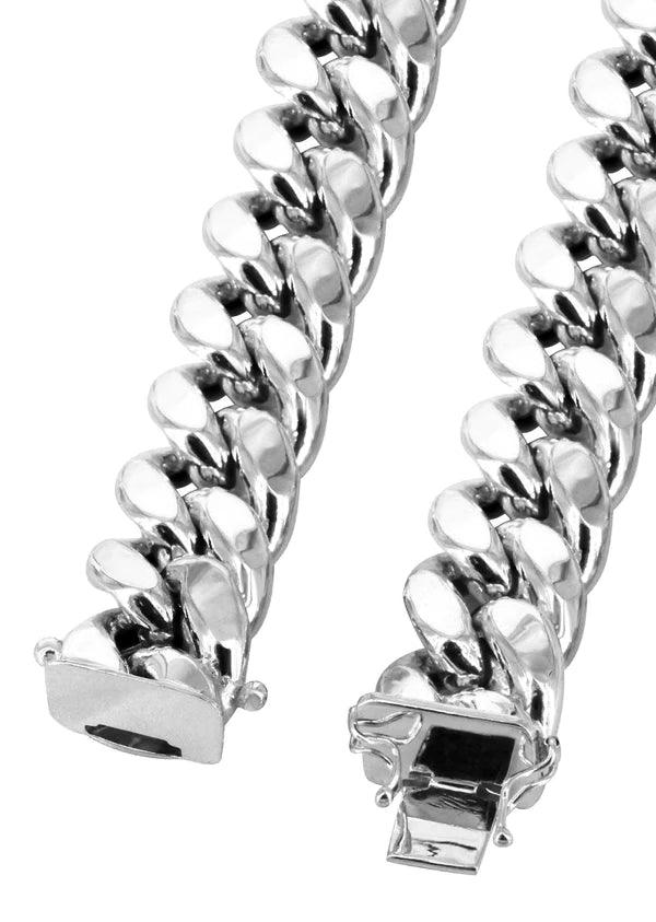 Hollow Miami Gold Cuban Link Chain 10K/14K - White Gold