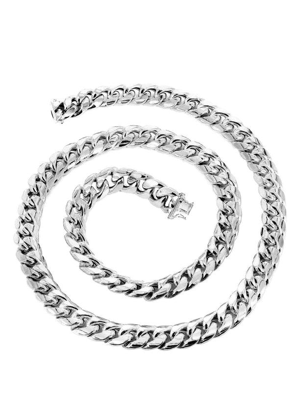 Hollow Miami Gold Cuban Link Chain 10K/14K - White Gold