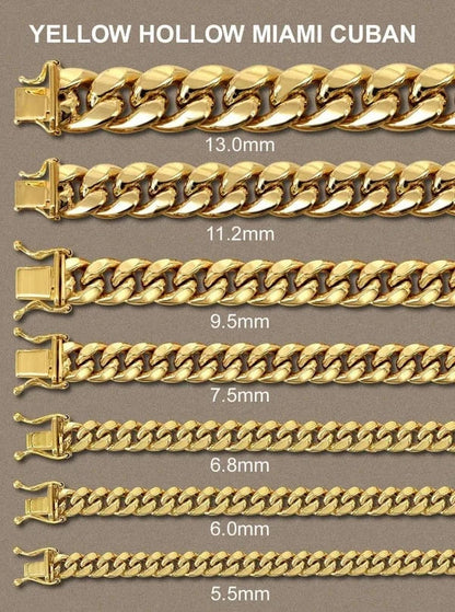 Hollow Miami Cuban Link Bracelet 10K/14K - Yellow Gold